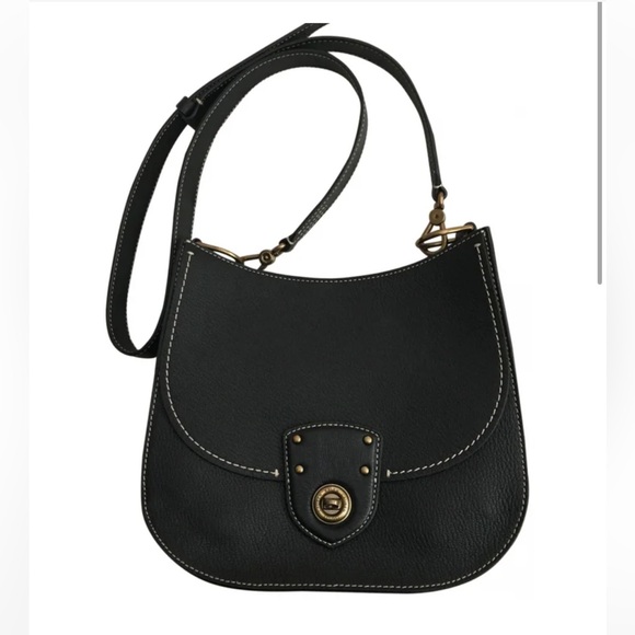 Equestrian Shoulder Bag/ Crossbody Black Pebbled Leather by Lauren Ralph Lauren - Picture 8 of 10